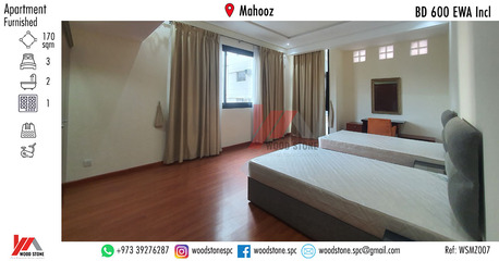 Mahooz, Apartments/Houses, BHD 600/month,  Furnished,  3 BR,  170 Sq. Meter,  Fully Furnished 3 Bedroom Apartment, Mahooz - BD 600 EWA Incl WSMZ007