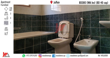 Juffair, Apartments/Houses, BHD 380/month,  Furnished,  3 BR,  130 Sq. Meter,  Fully Furnished 3 Bedroom Apartment, Juffair - BD 380 EWA Incl (Bd 40 Cap) WSJU008