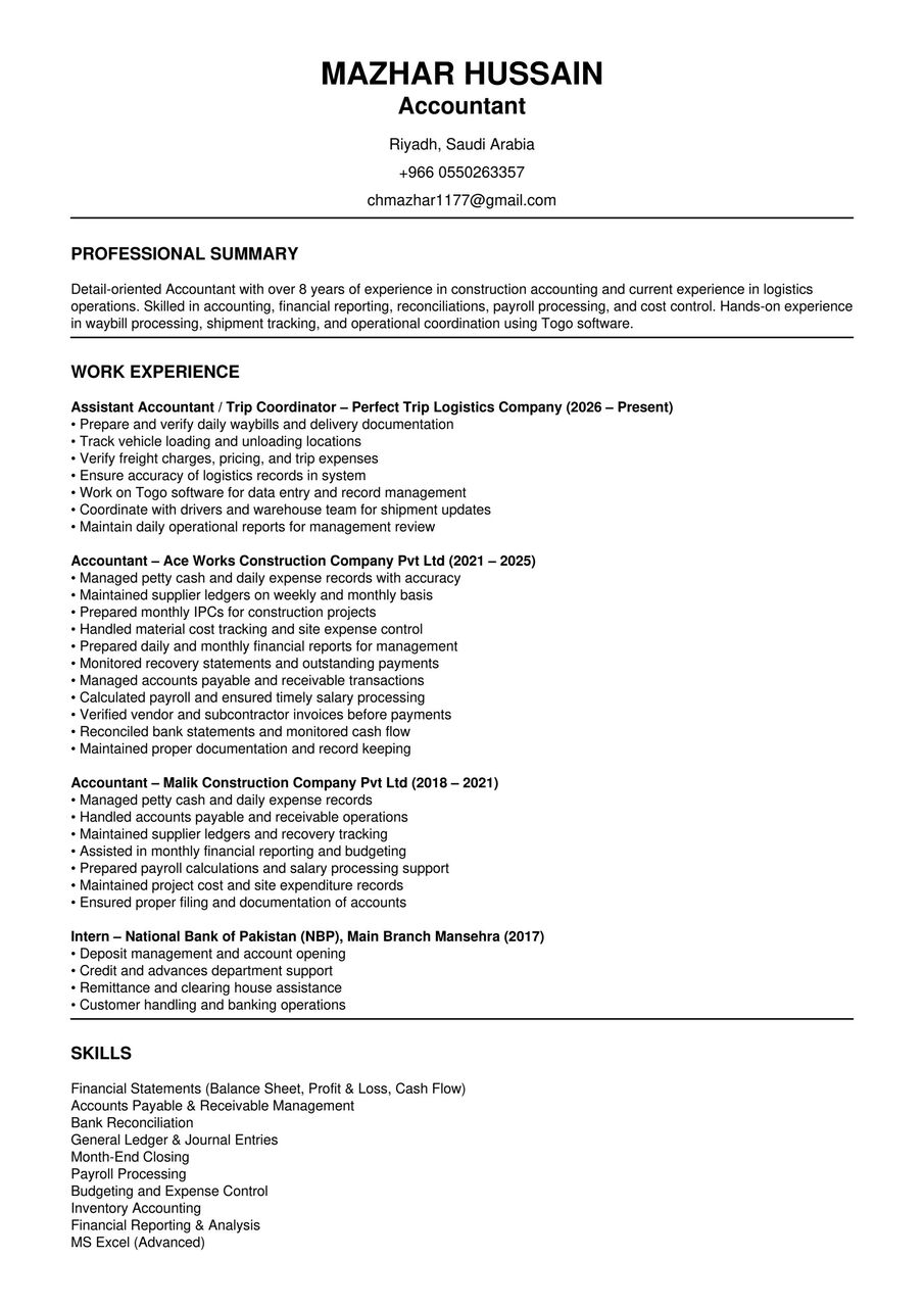 Riyadh, Job Seekers, Accountant, Assistant Accountant, Store Keeper, D.c, Cashier &ndash; Commission  Available