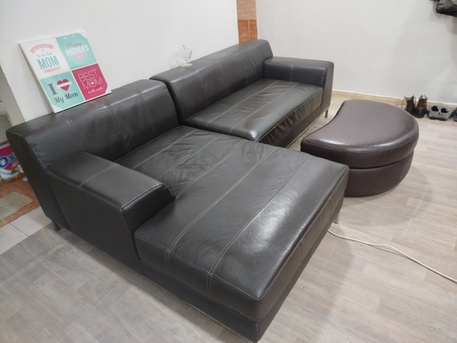 Dammam, Furniture, SAR 3000,  Full Leather IKEA Original Sofa And Shaz Lounge