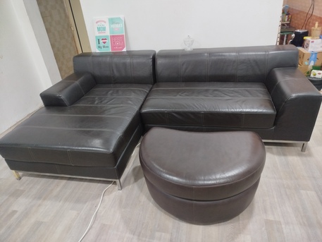 Dammam, Furniture, SAR 3000,  Full Leather IKEA Original Sofa And Shaz Lounge