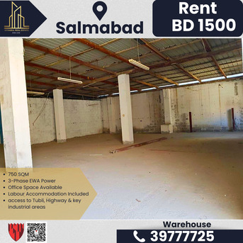 Salmabad, Warehouses, BHD 1500,  750 Sq. Meter,  WORKSHOP FOR RENT &ndash; SALMABAD | BD 1,500/-