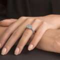 GBP 1250,  Classic Halo Ring With Princess Cut Diamond