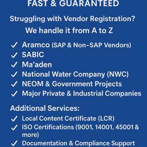 Vendor Registration, Prequalification & Business Consulting Services – Saudi Arabia