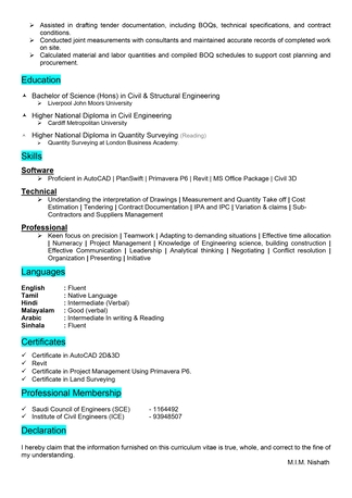 Riyadh, Job Seekers, Quantity Surveyor