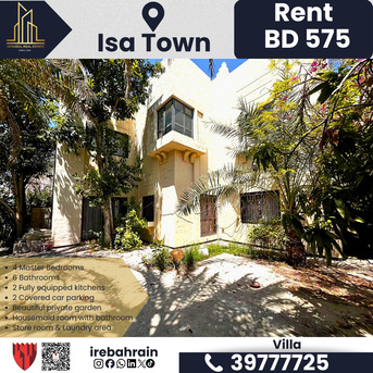 Isa Town, Villas, BHD 575,  Furnished,  Fully Furnished Garden Villa For Rent &ndash; Isa Town