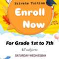 Offering Home Tuition For Grade KG To 7th