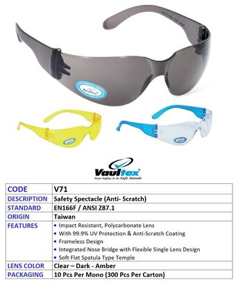 Jeddah, Tools, SAR 10,  Professional Vaultex Safety Spectacles For Sale (V406, V701, V901) - Jeddah - 0561777667