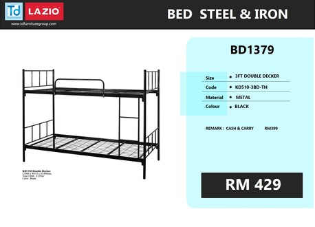 Kuala Lumpur, Furniture, MYR 148,  Heavy Duty Metal Bunk Beds & Mattresses - For Workers Hostel / Asrama