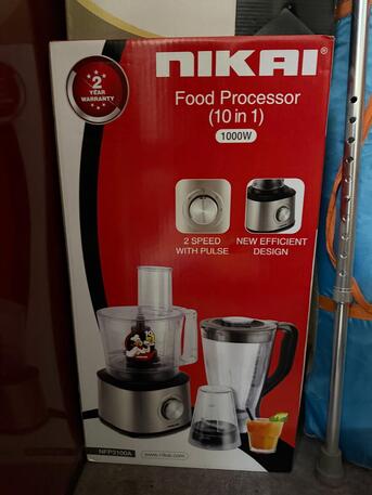 Al Iskan, Appliances, SAR 155,  Nikai 1000 Watts 10-in-1 Food Processor 2 Speed With Pulse (Blender, Slicer, Chopper, Knea