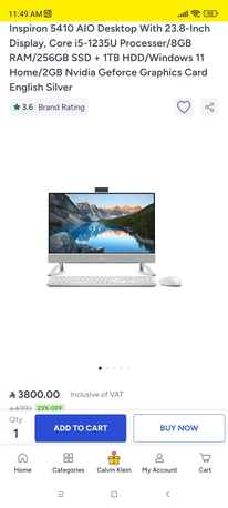 Riyadh, Computers, SAR 2700,  All In One Pc Dell Inspiron 5410 Core I5 12th Generation