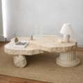 Antique Sand Travertine Stone Coffee Table &ndash; Handcrafted Luxury