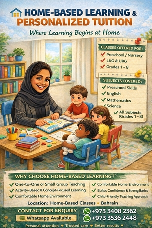 Manama, Lessons Offered, Home Tutor Available &ndash; I Come To Your Home (Preschool To Grade 8)