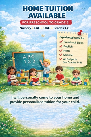 Manama, Lessons Offered, Home Tutor Available &ndash; I Come To Your Home (Preschool To Grade 8)