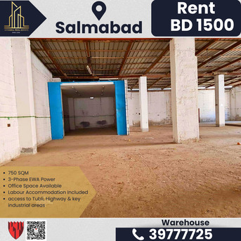 Salmabad, Warehouses, BHD 1500,  750 Sq. Meter,  PRIME WORKSHOP FOR RENT &ndash; SALMABAD | BD 1,500/-