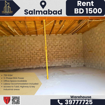 Salmabad, Warehouses, BHD 1500,  750 Sq. Meter,  PRIME WORKSHOP FOR RENT &ndash; SALMABAD | BD 1,500/-