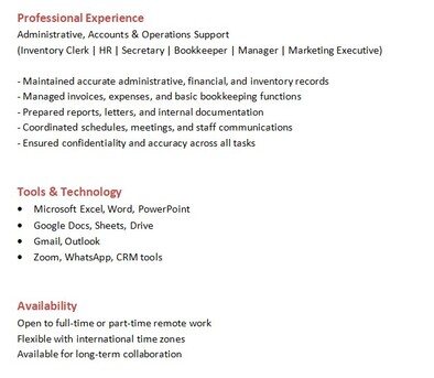 Muscat, Job Seekers, Filipino Senior Administrative & Accounting Virtual Assistant (Remote)