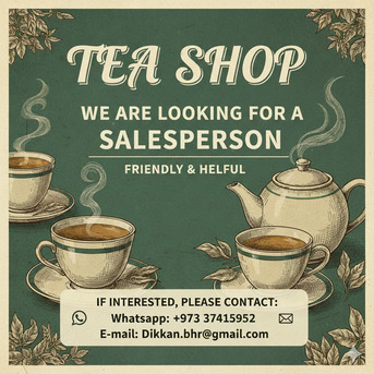 Manama, Jobs, Tea Shop Salesperson