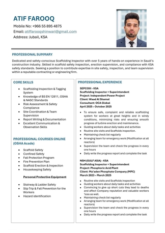 Jubail, Job Seekers, Scaffolding Inspector