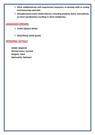 Riyadh, Job Seekers, I M  Finishing Carpenter