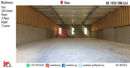 Sitra, Warehouses, BHD 1050,  350 Sq. Meter,  Warehouse, Sitra - BD 1050 Excl WSST016