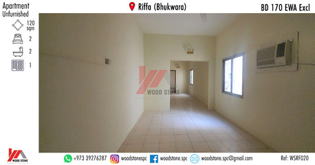 Riffa, Apartments/Houses, BHD 170/month,  2 BR,  120 Sq. Meter,  Unfurnished 2 Bedroom Apartment, Riffa (Bhukwara) - BD 170 Excl WSRF020