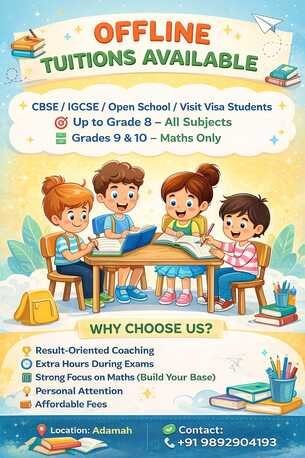 Dammam, Education, Tuitions Available For CBSE / IGCSE / Visit Visa / Open School Students Up To Grade 8