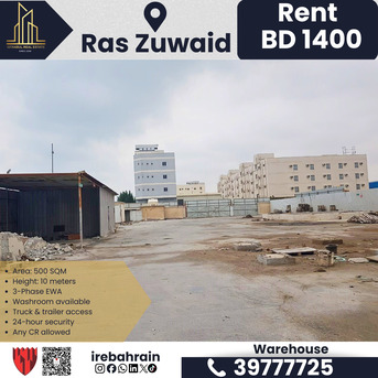 Asker, Warehouses, BHD 1400,  556 Sq. Meter,  Industrial Workshop / Garage For Rent In Ras Zuwaid BD.1400/-