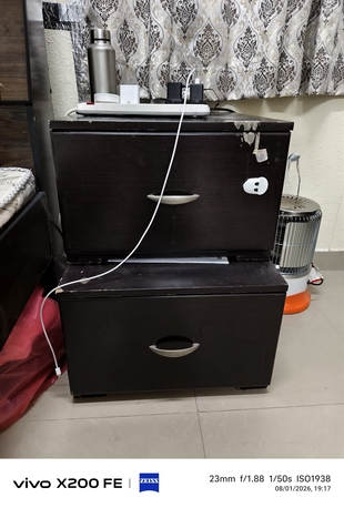 Jubail, Furniture, SAR 100,  Urgent Sale: 2 Pieces Good Condition Wooden Bed Side Table