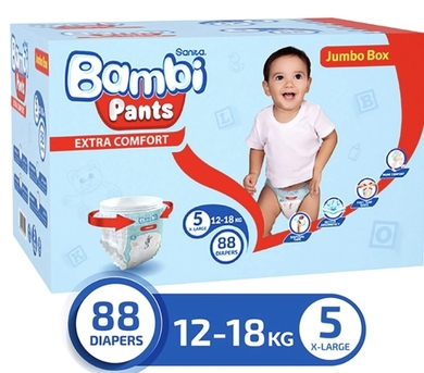 Hara, Baby & Kid Stuff, SAR 55,  Bambi Pants Size-5 88pc Box 12-18kg SAR55