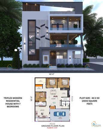 Bhopal, Construction, Triplex 7-Bedroom Modern House In Indore