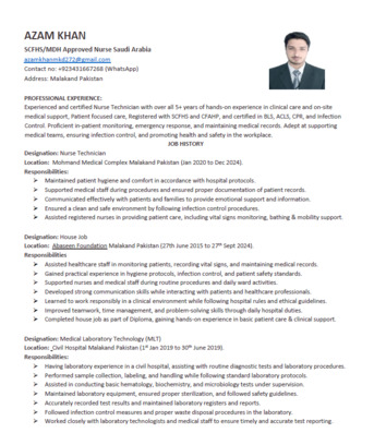 Riyadh, Job Seekers, Registered Male Nurse SCFHS MOH Licensed Holder