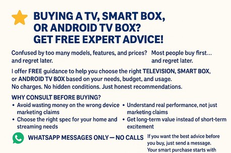 Riyadh, Electronics, SAR 1,  ⭐ Buying A TV, Smart Box, Or Android TV Box? Get FREE Expert Advice! ⭐