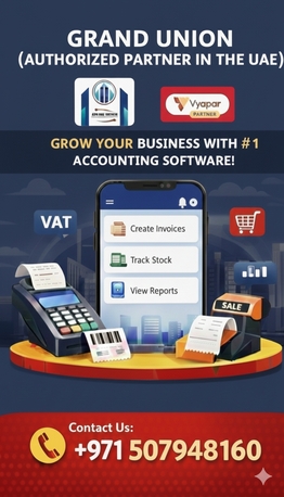 Dubai, ERP, Grand Union UAE - Authorized Vyapar Software Partner