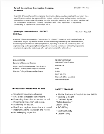 Riyadh, Job Seekers, HSE OFFICER