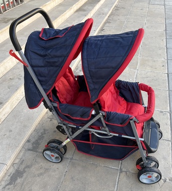 Khobar, Baby & Kid Stuff, SAR 125,  URGENT SALE- Double Baby Stroller &ndash; Red Black