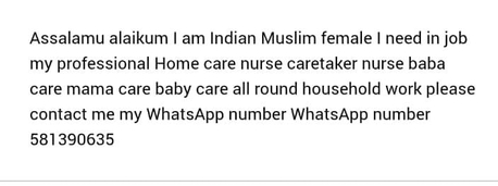 Dammam, Job Seekers, Qualified Nurse Available For Family Care...