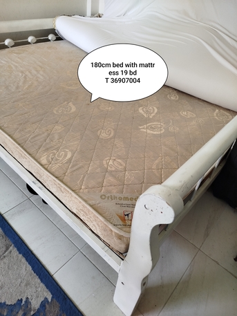 Muharraq, Furniture, BHD 19,  For Sale 180 Cm Bed Frame With Mattress 19 Bd