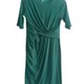Stylish Dark Green Drape Front Dress For Elegant Evenings