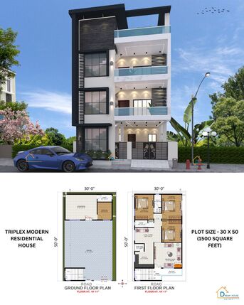 Bhopal, Construction, Triplex Modern House Exterior Design In Nagpur