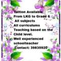🏵️🏵️Tuition Available From LKG To Grade 6 Training For School Admissions📞3983 5920🏵️🏵