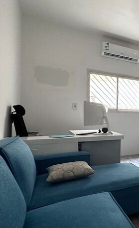 Al Malaz, Furniture, SAR 800,  Modern L-Shaped Office Desk &ndash; White & Grey &ndash; Mint Condition