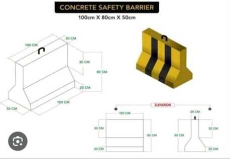 Al Hazm, Materials, SAR 50,  We Have Around 4400nos Used Concrete Barriers Size1m*0.8m Newly Painted With NWC Standard