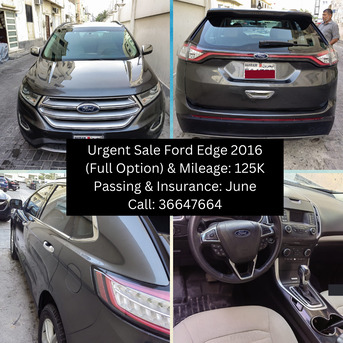 Manama, Vehicles, Cars & Trucks , BHD 1,  Ford Edge,  2016,  Automatic,  125 KM,  Urgent Car For Sale  Full Option Model