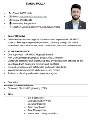 Jubail, Job Seekers, Admin/document Controller/coordinator