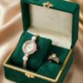 SAR 55,  Rose Gold Branded Watch With Ring Zircon Studded New