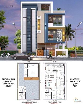 Bhopal, Construction, Triplex 3-BHK Modern House Design In Coimbatore