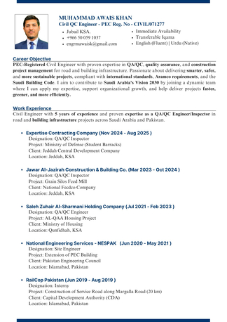 Jubail, Job Seekers, Civil QC Engineer