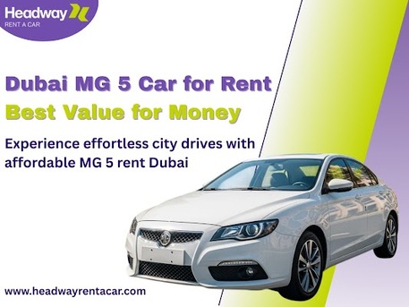 Dubai, Automotive, Long-Term MG 5 White Car Leasing For Business Travel