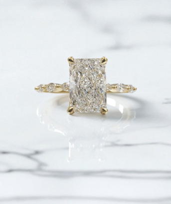 London, Jewelry, GBP 2950,  2ct Radiant Cut Marquise Band Lab Grown Diamond Engagement Rings.